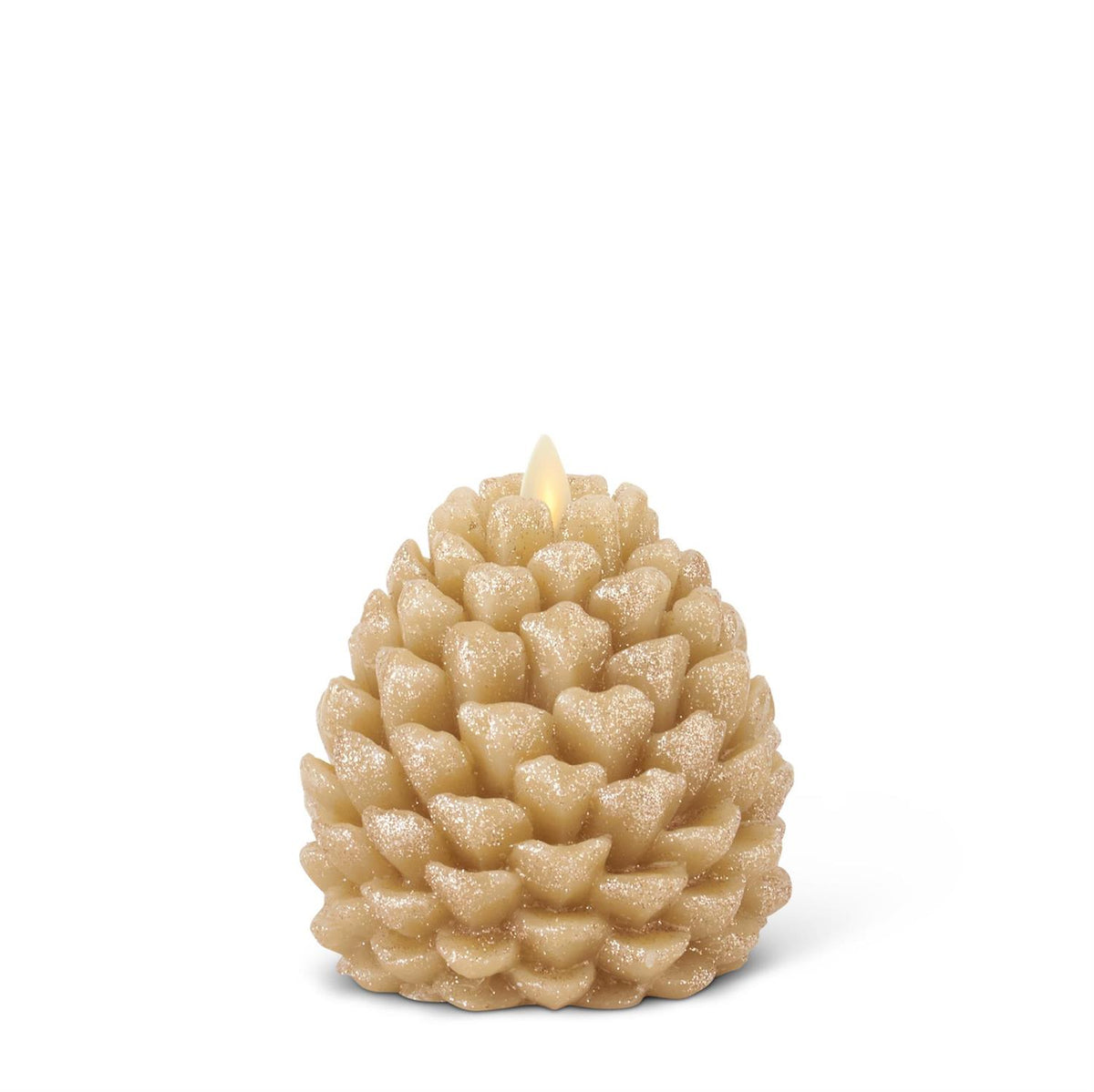 4.5" Gold Wax Glittered Pinecone Luminara Candle