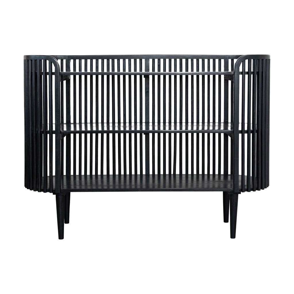 60" Mango Wood Slatted Console Table - Black