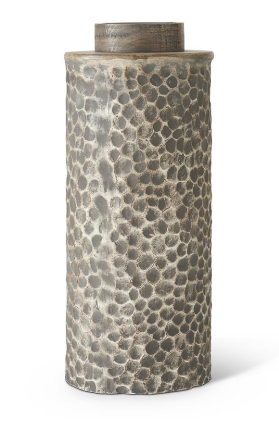 24.5" Hammered Vase w/ Wood Top