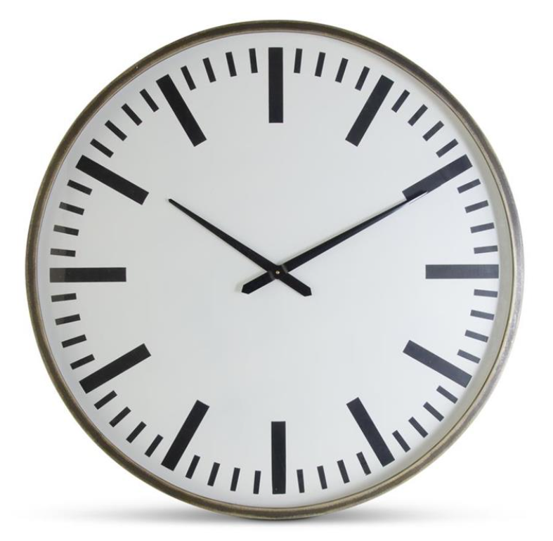 35" Round Brushed Metal Wall Clock
