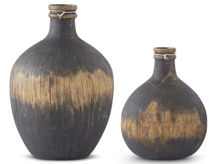 SM Black & Tan Woodgrain Resin Vase