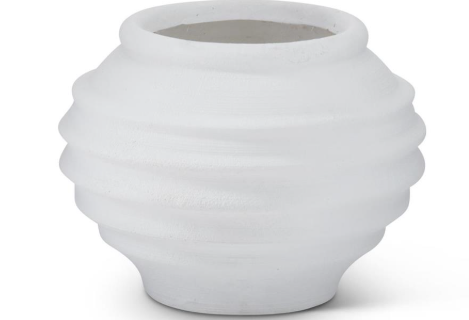 11.75" White Indoor/Outdoor Ribbed Pot