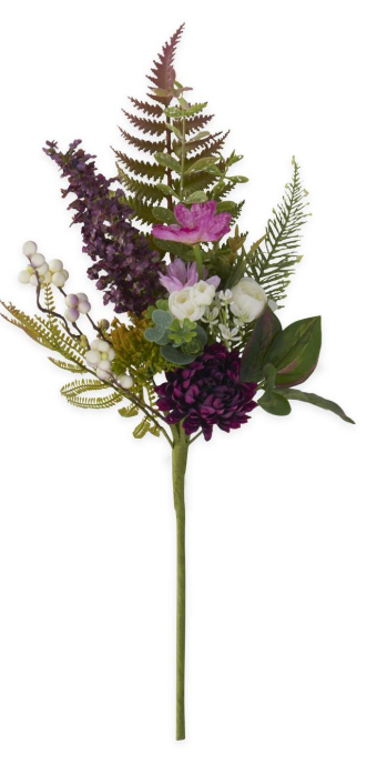 22" Purple & White Perennials Spring Stem