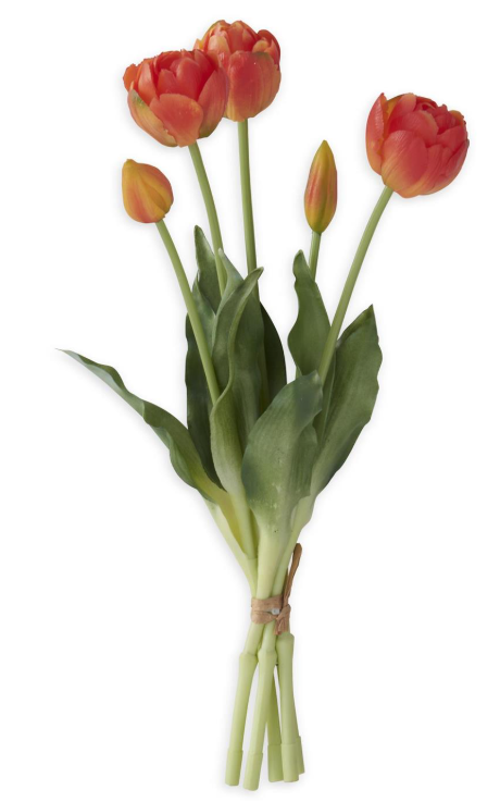 15" Orange Real Touch Tulip Bud & Bloom Bundle