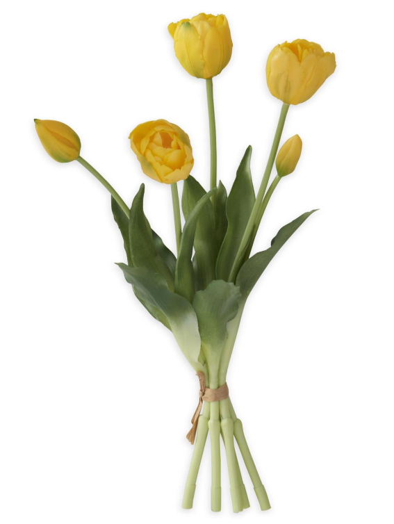 15" Yellow Real Touch Tulip Bud & Bloom Bundle