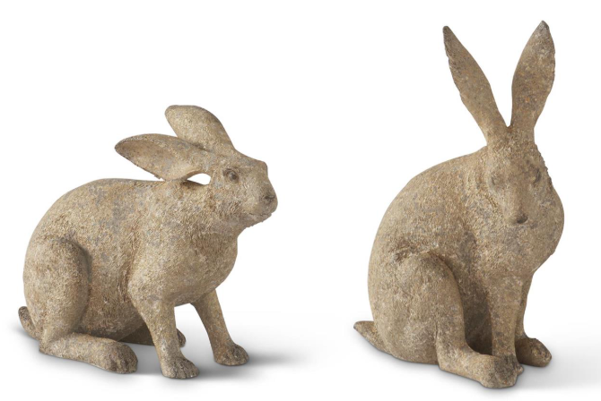 12" Weathered Gold Speckled Resin Garden Rabbit