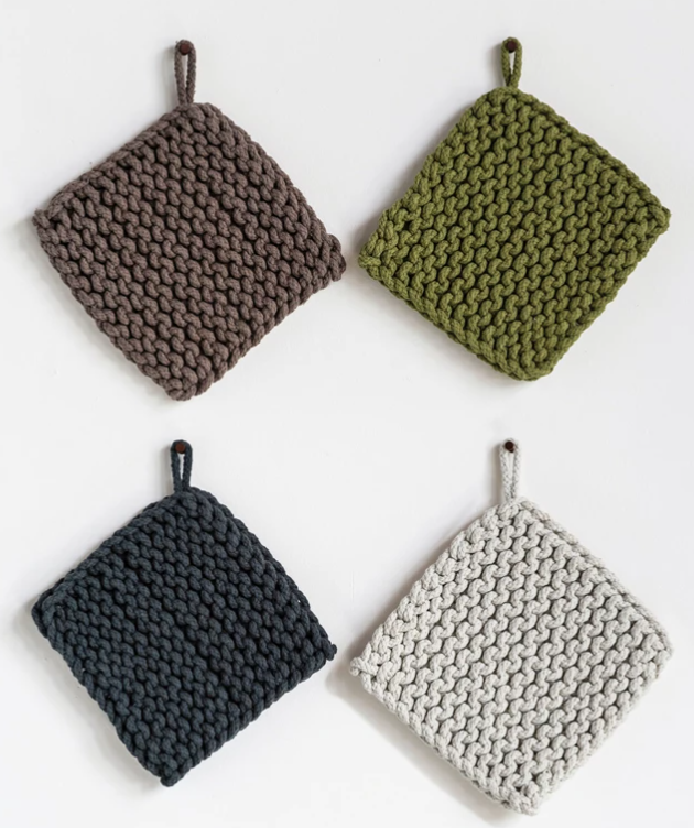 Cotton Crocheted Pot Holder - 4 STYLES