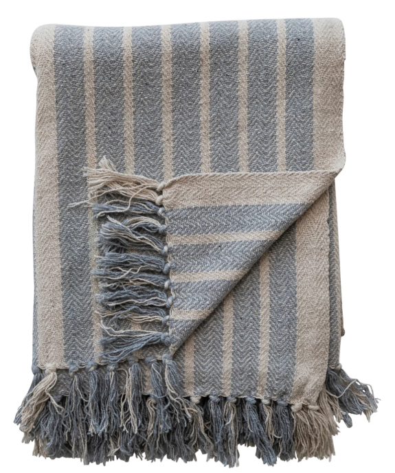 Woven Recycled Cotton Blend Throw