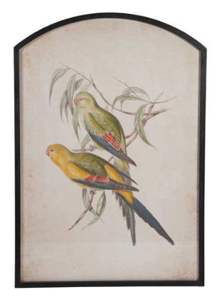 Vintage Birds Wood Framed Arched Wall Art