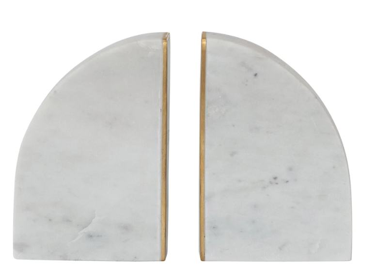 Marble/Brass Bookends - SET OF 2