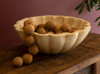 Faux Travertine Ruffled Bowl