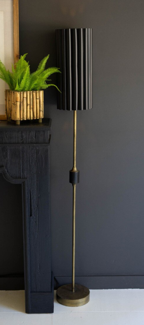 Antique Gold Lamp w/ Fluted Metal Shade