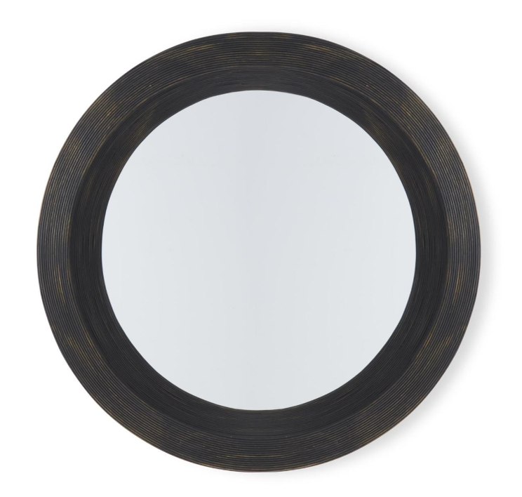 30" Black Bamboo Reed Mirror