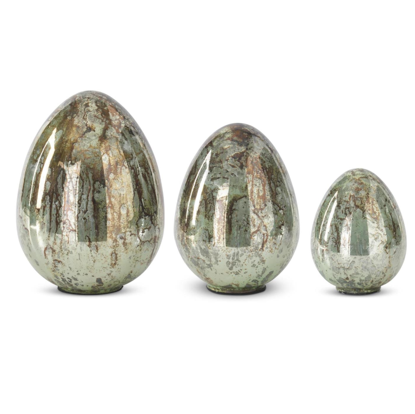 SM - Rusted Aqua Mercury Glass Easter Egg