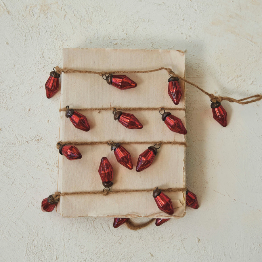 Red Mercury Glass Ornament Garland