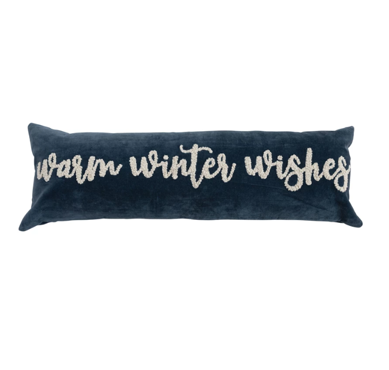Winter Wishes Navy Lumbar Pillow