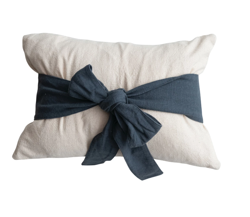 Cotton Lumbar Pillow w/ Bow