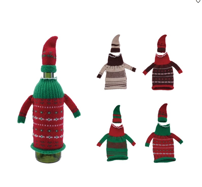 Knit Fabric Hat & Sweater Bottle Topper Set