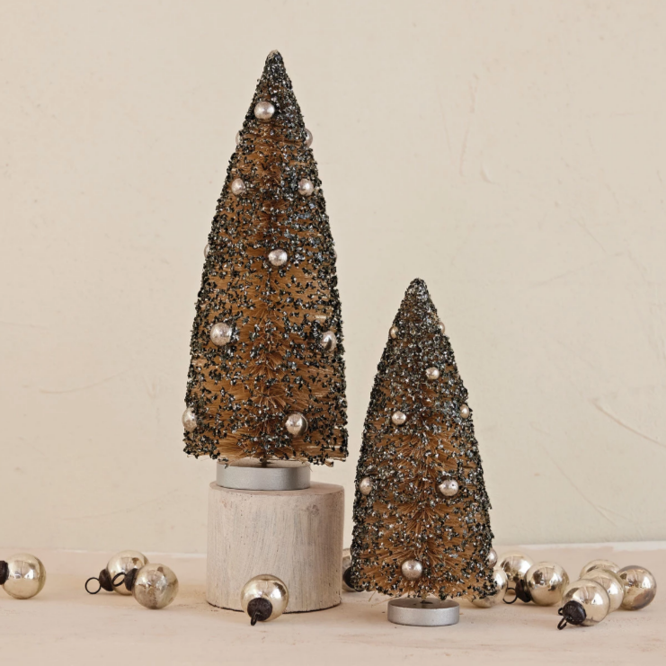 Antique Silver Sisal Bottle Brush Tree