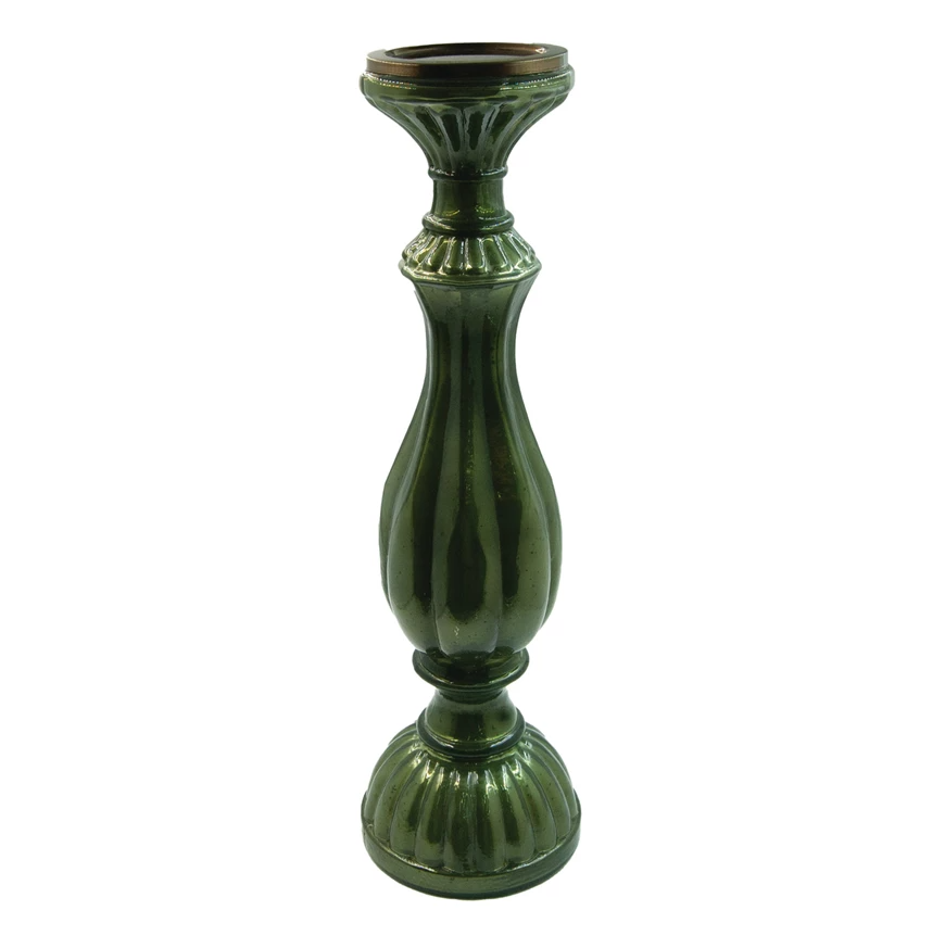 Green Embossed Mercury Glass Candle Holder