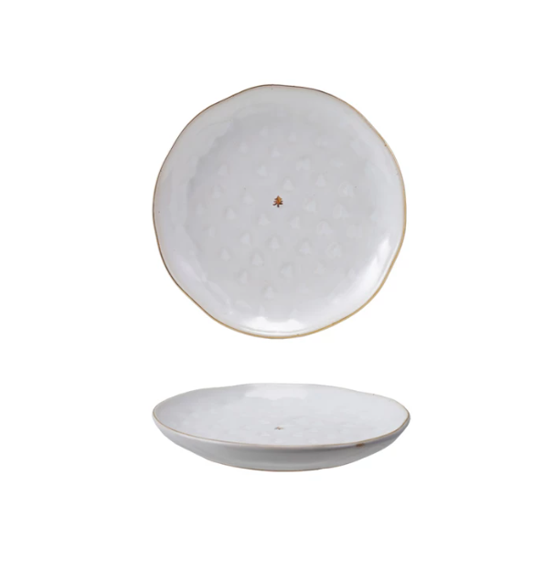 Debossed Tree Stoneware Plate