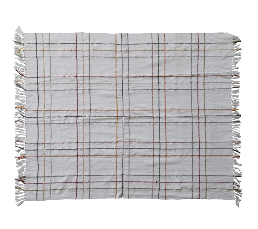 Multi-Color New Zealand Wool Throw w/ Fringe