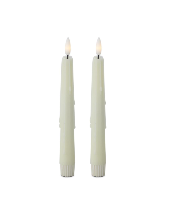 8" LED Drip Taper Set - Cream