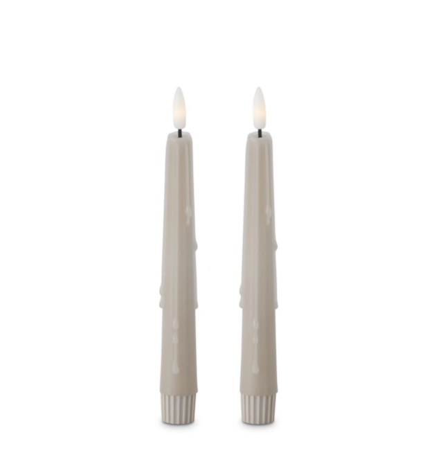8" LED Drip Taper Set - Taupe
