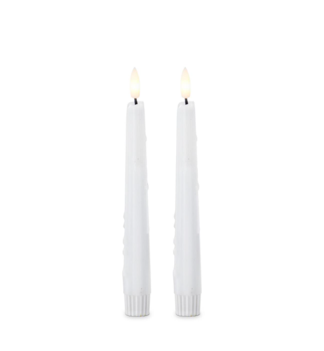 8" LED Drip Taper Set - White