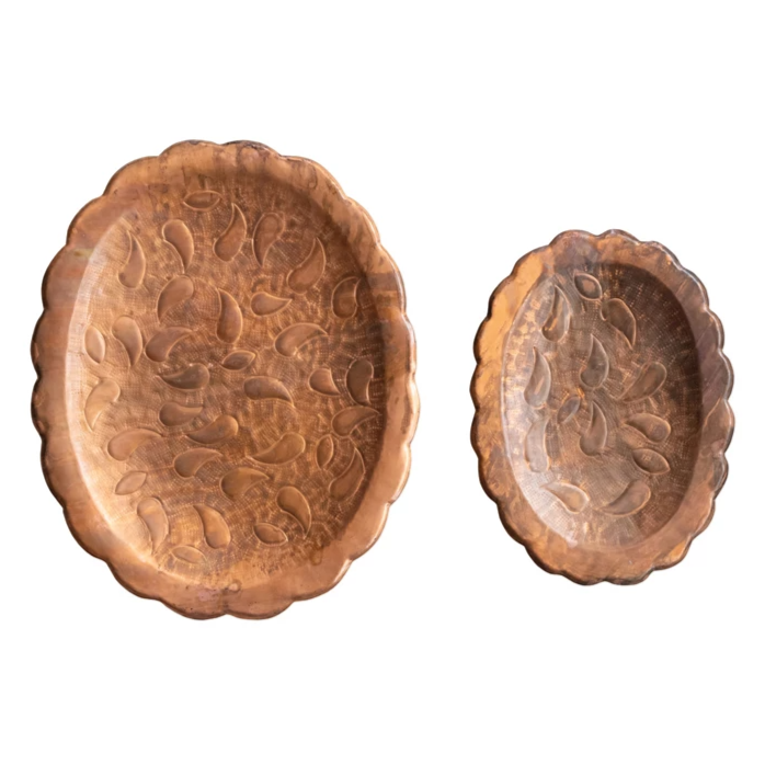 LG - Antique Copper Embossed Scalloped Tray