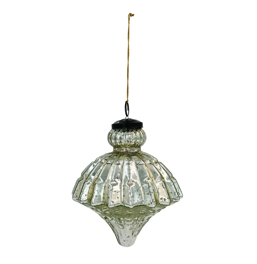 Antique Silver Mercury Glass Pleated Ornament