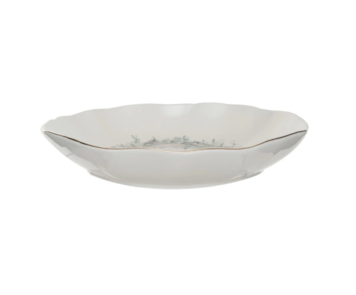 Vintage Style Stoneware Bowl w/ Wreath