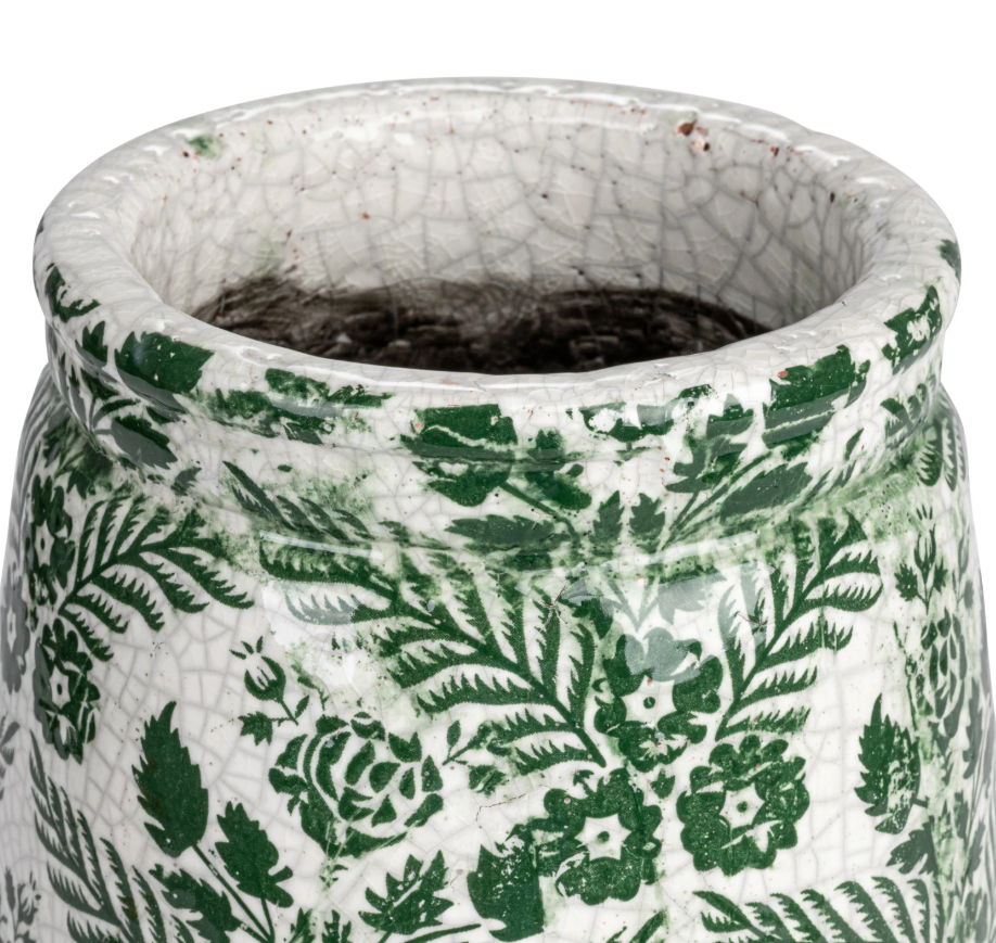 Terra-cotta Planter/Vase w/ Floral Pattern
