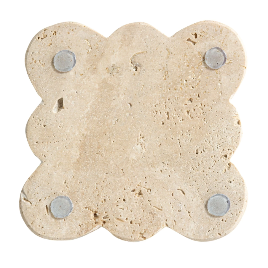 Scalloped Travertine Coasters - Set of 4