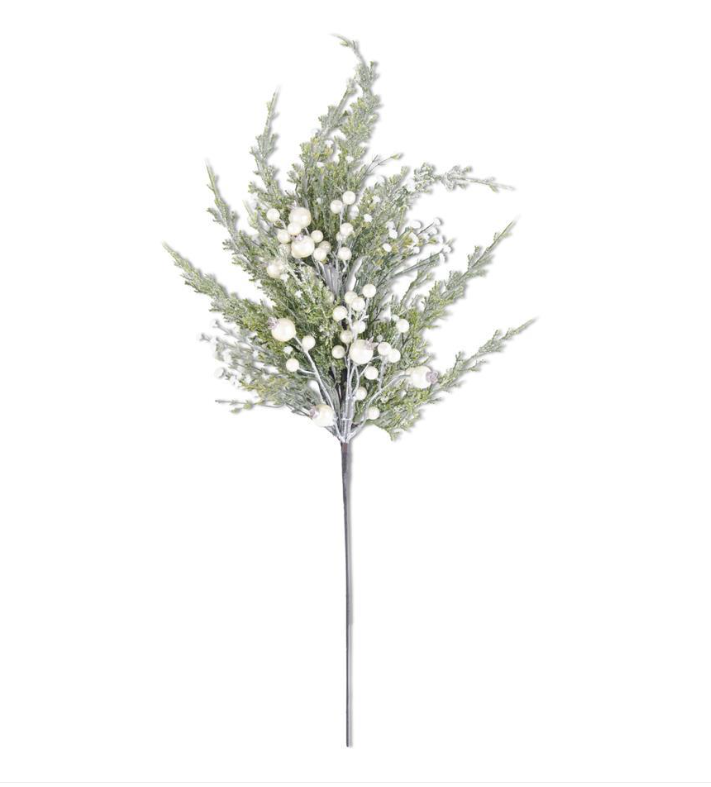 Snowy Cypress Pine Spray w/ Pearls