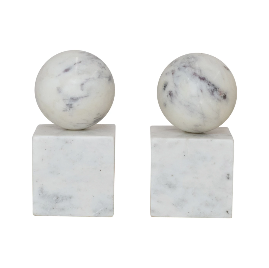 Marble Geometric Bookends - SET OF 2