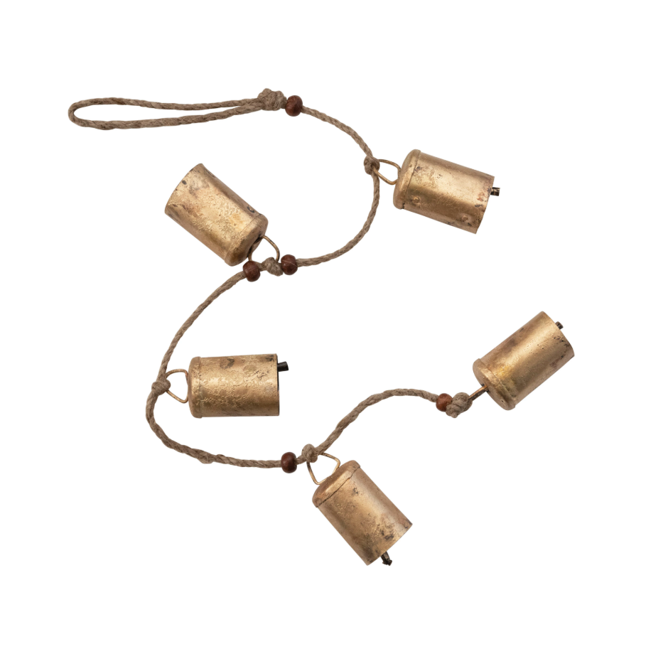 Hanging Metal Bells w/ Wood Beads