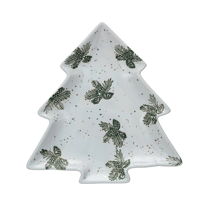 Stoneware Tree Shaped Plate