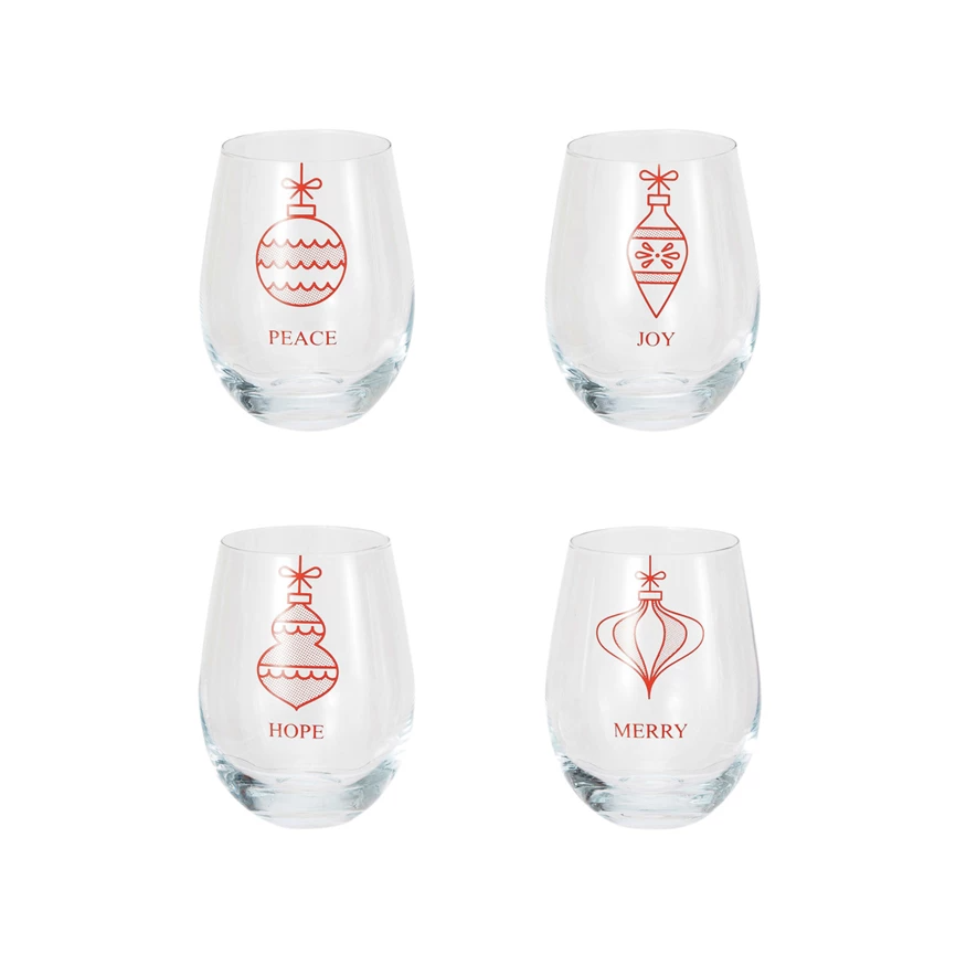 Stemless Christmas Wine Glass - 4 STYLES