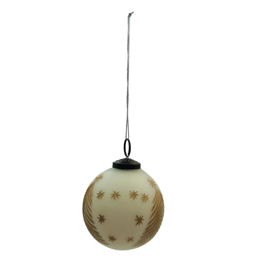 3" Hand-Painted Glass Ball Ornament