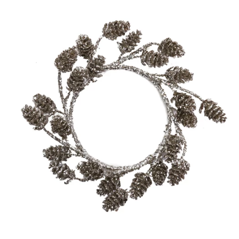 Pewter Pinecone Wreath w/ Glitter