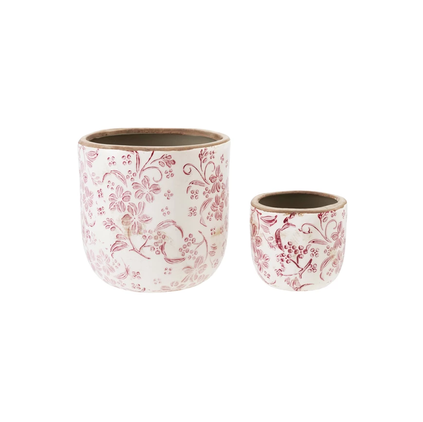 LG - Planter w/ Red Floral Design
