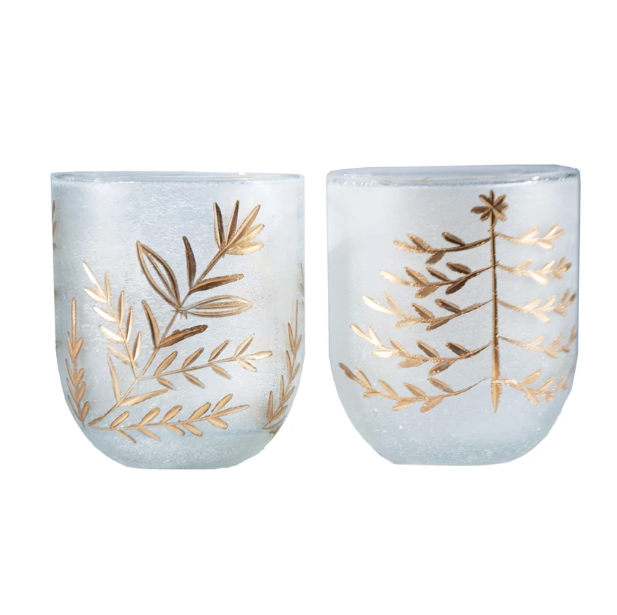 Hand-Painted Etched Glass Tealight Holder