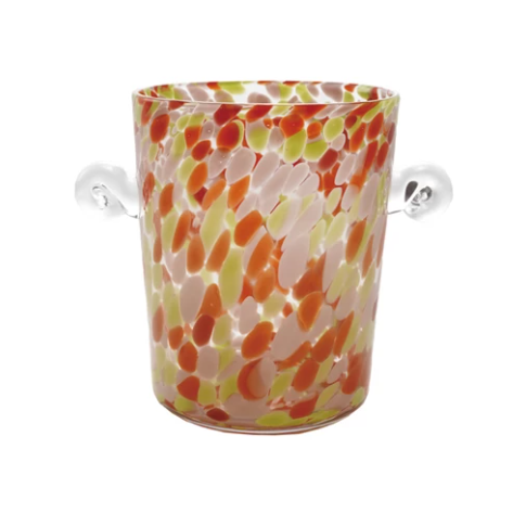 Confetti Glass Ice Bucket w/ Handles
