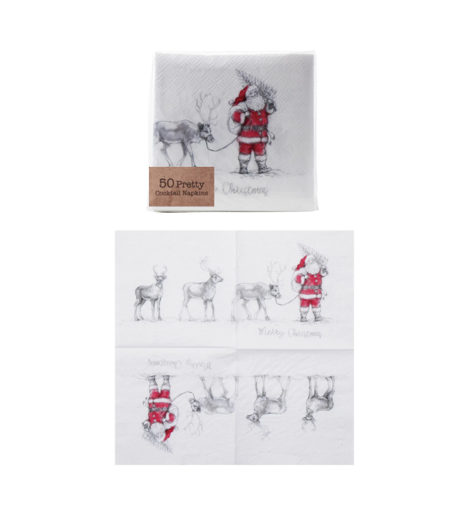 Cocktail Napkins w/ Santa & Reindeer
