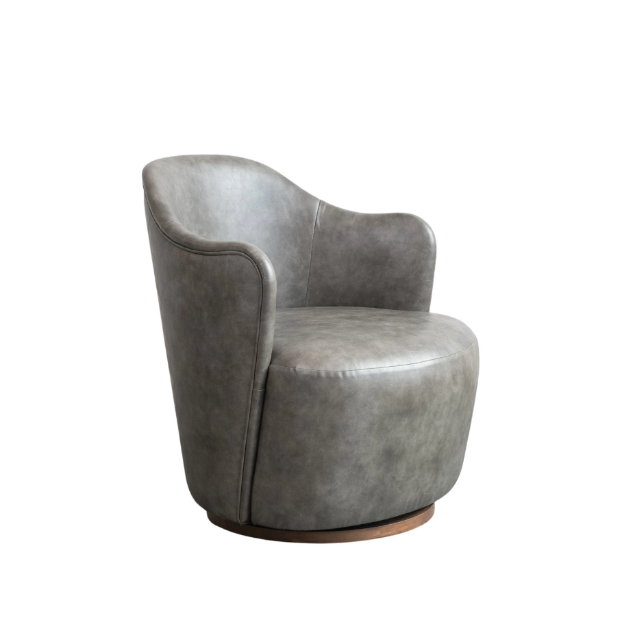 Grey Faux Leather Swivel Chair