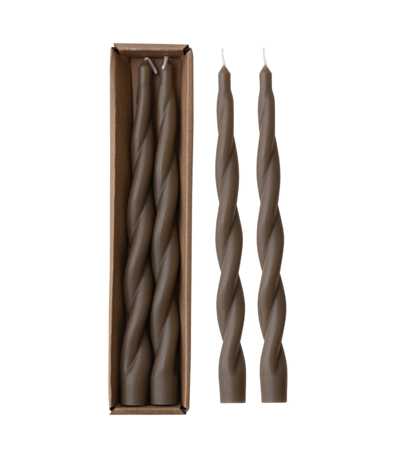 Brown Twisted Taper Candles - SET OF 2