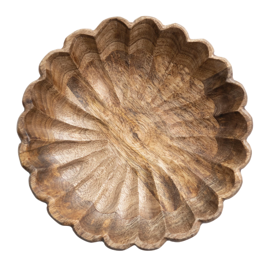 Mango Wood Scalloped Bowl