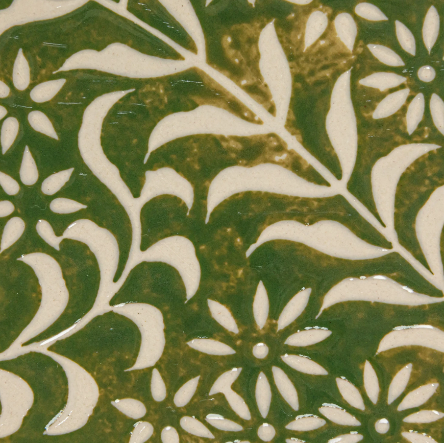 Stoneware Platter w/ Botanical Relief