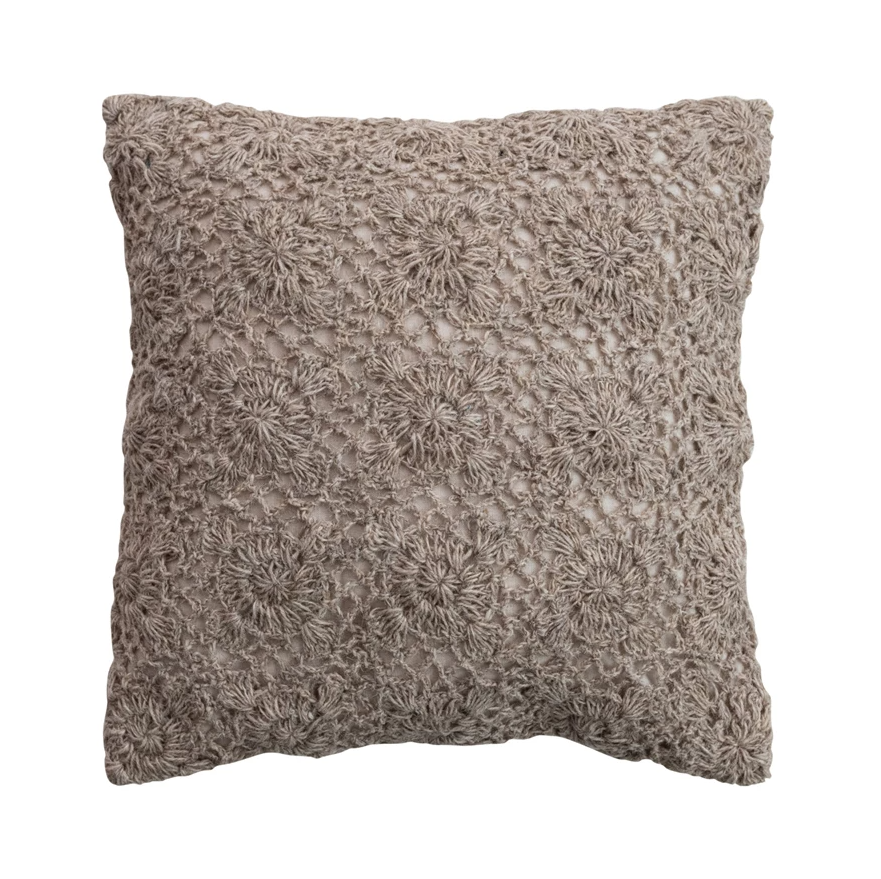 18" New Zealand Wool Crocheted Pillow